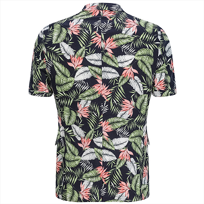 tylish Hawaiian Leaf Printed Summer Men's Suit | 2 Piece Casual Short Cotton Suits for Beach