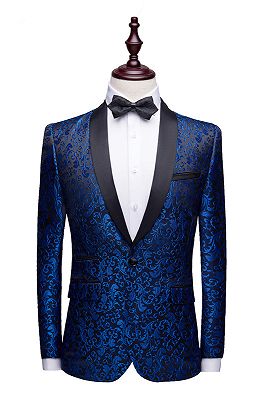 Blue Jacquard Tuxedo Jacket Online | Bespoke Slim Fit Men Suits for ...