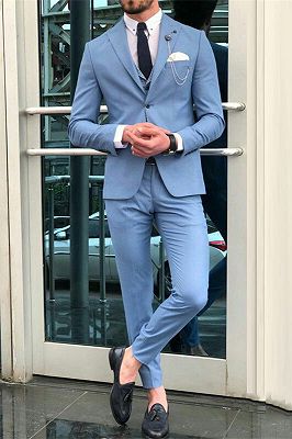 Romeo Blue Peaked Lapel Slim Fit Fashion Men Suits | Allaboutsuit