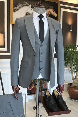 Osmond Trendy Dark Gray Peaked Lapel Slim Fit Formal Menswear ...