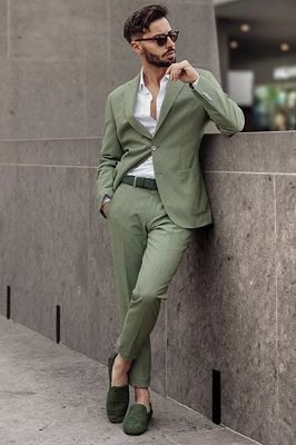 Lime Green Fashion Slim Fit Bespoke Men Suits for Prom | Allaboutsuit