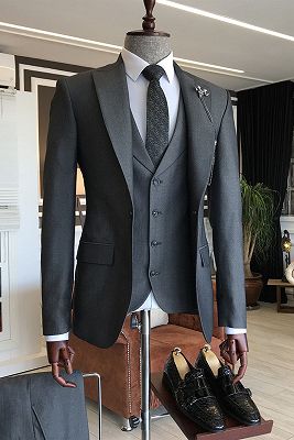 Alan New Arrival All Black Peaked Lapel Formal Business Suits ...