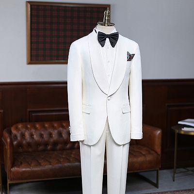 Alva Classic White 2 Pieces Slim Fit Custom Wedding Suit For Grooms_2