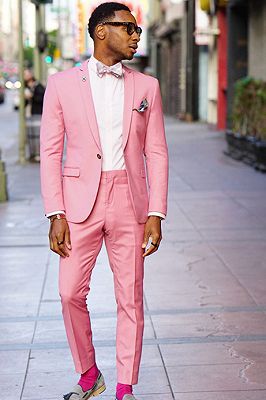 Ablitt Pink One Button Fashion Slim Fit Men Suits for Prom | Allaboutsuit