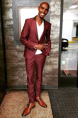 maroon suit with shoes