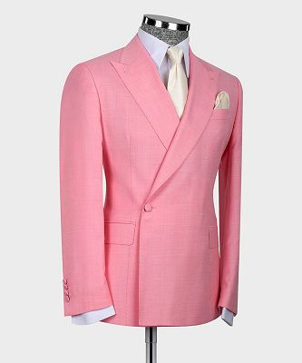 Godfrey New Arrival Pink Peaked Lapel Close Fitting Men Suits