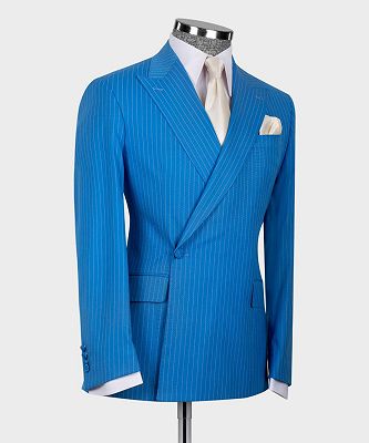 Gerard Blue Stripe One Button Fashion Slim Fit Simple Business Suits