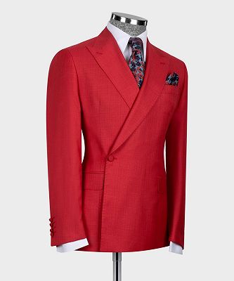 Glen Chic Red One Button Two Pieces Prom Suits for Men_3