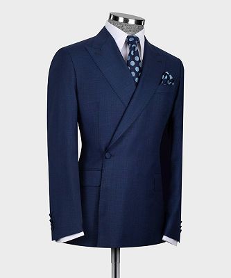 Gilbert Miguel Modern Dark Navy Peaked Lapel Bespoke Men Suits_3