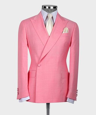 Godfrey New Arrival Pink Peaked Lapel Close Fitting Men Suits_4