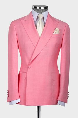 Godfrey New Arrival Pink Peaked Lapel Close Fitting Men Suits