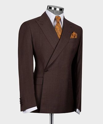 Gerry Modern Chocolate One Button Peaked Lapel Slim Fit Men Suits