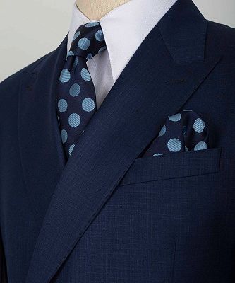 Gilbert Miguel Modern Dark Navy Peaked Lapel Bespoke Men Suits_2