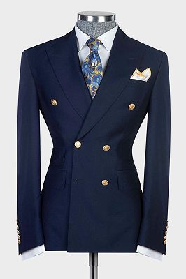 Antony New Arrival Navy Double Breasted Slim Fit Bespoke Prom Men Suits_1