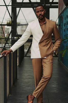 Brown Men Linen Suit Notch Lapel Blazer Tuxedo Party Prom Summer Casual Suit