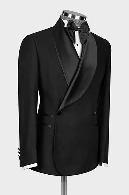 Knight Formal Black Shawl Lapel Double Breasted Wedding Suits