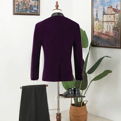 Nathan Gentle Purple Shawl Lapel Sequins Prom Men Suits_3