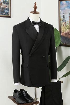 Myron Classical Black Peaked Lapel Double Breasted Prom Men Suits