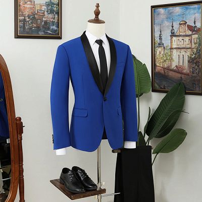 Newman Decent Royal Blue Shawl Lapel Bespoke Prom Men Suits_2