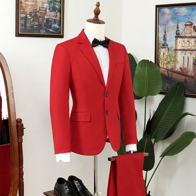 Nicholas Hot Red Notched Lapel Close Fitting Prom Men Suits_2