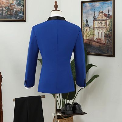 Newman Decent Royal Blue Shawl Lapel Bespoke Prom Men Suits_3