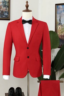 Nicholas Hot Red Notched Lapel Close Fitting Prom Men Suits