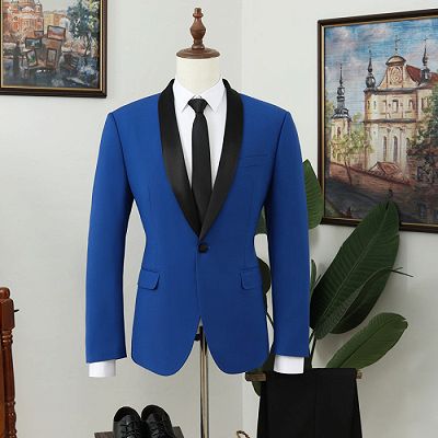 Newman Decent Royal Blue Shawl Lapel Bespoke Prom Men Suits_4