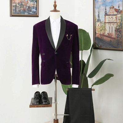 Nathan Gentle Purple Shawl Lapel Sequins Prom Men Suits_4