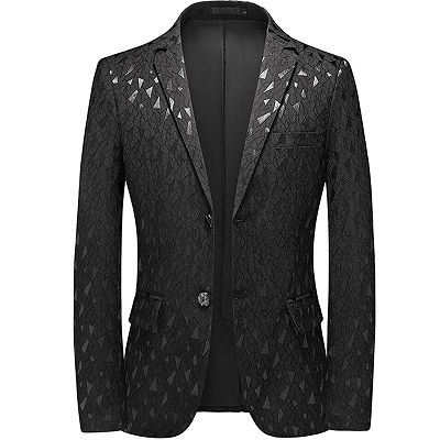 Nick Gentle Black Jacquard Notched Lapel Bespoke Prom Men Suits_2