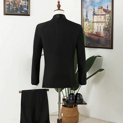 Nash Fancy Black Shawl Lapel Double Breasted Wedding Men Suits_4