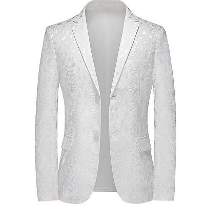 Nicole Fancy White Notched Lapel Bespoke Jacquard Prom Men Suits