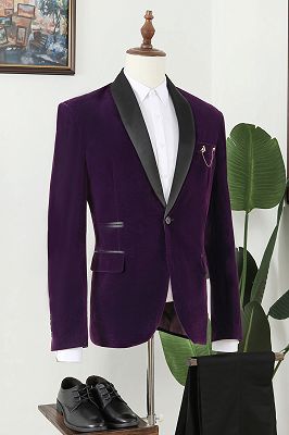 Nathan Gentle Purple Shawl Lapel Sequins Prom Men Suits