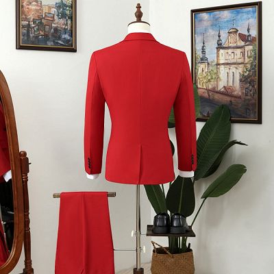 Nicholas Hot Red Notched Lapel Close Fitting Prom Men Suits_3