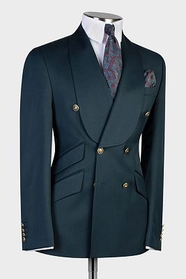 Payne Dark Green Shawl Lapel Double Breasted Wedding Suits