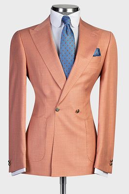 Patrick Coral Peaked Lapel Double Breasted Slim Prom Suits