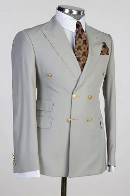 Osmond Light Gray Peaked Lapel Double Breasted Business Suits