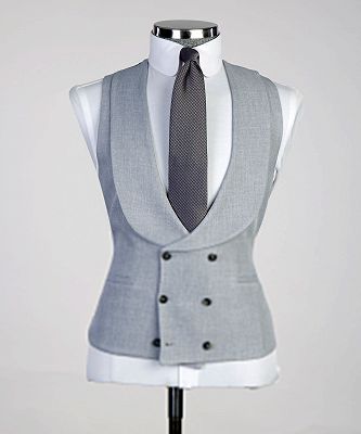 Owen Gray Peaked Lapel Three Pieces Close Fitting Business Suits_4