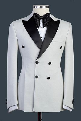 Peter Simple White Peaked Lapel Double Breasted Prom Suits