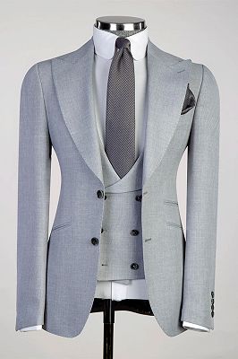 Owen Gray Peaked Lapel Three Pieces Close Fitting Business Suits