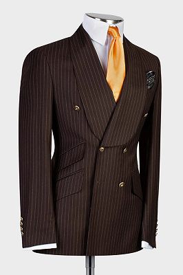 Phil Coffee Shawl Lapel Double Breasted Striped Business Suits