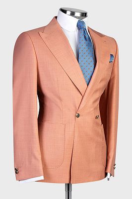 Patrick Coral Peaked Lapel Double Breasted Slim Prom Suits