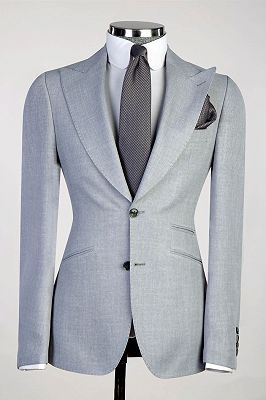 Owen Gray Peaked Lapel Three Pieces Close Fitting Business Suits_2