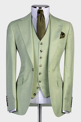 Otis Light Green Notched Lapel Three Pieces Prom Suits