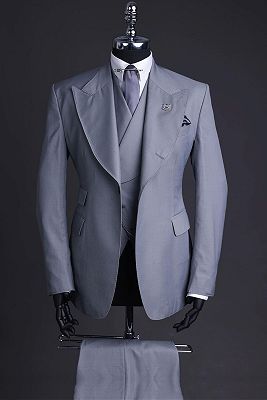 Raymond Gray Peaked Lapel Three Pieces Business Suits