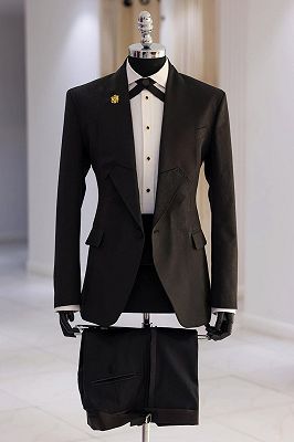 Reuben Black Peaked Lapel Bespoke Prom Suits