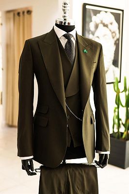 Richie Moss Peaked Lapel Three Pieces Prom Suits_2