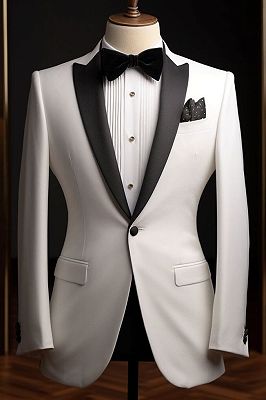 Quinn White Peaked Lapel Close Fitting Prom Suits