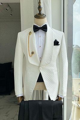 Rollins White Shawl Lapel Plaid Wedding Suits