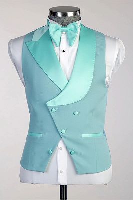 Russell Mint Peaked Lapel Three Pieces Prom Suits_4