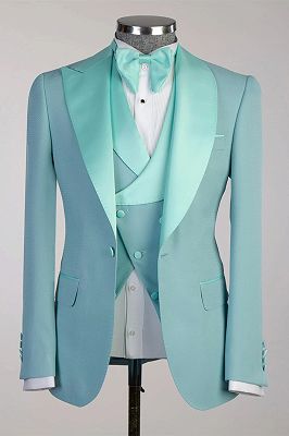 Russell Mint Peaked Lapel Three Pieces Prom Suits